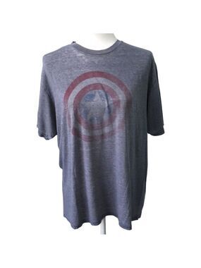 Captain America Faded Graphic Tee Gray Size Large